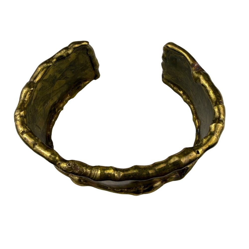 Handcrafted Brass Open Cuff Bracelet For Women Rustic Textured Finish